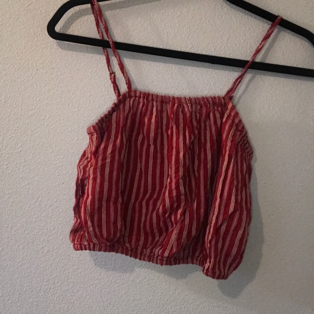 red & white striped crop top